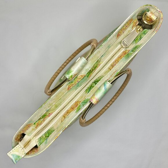 Brahmin Leather Mod Bowie Multi Pompano Pineapple Ring Handle Tote Bag NEW - Picture 3 of 12